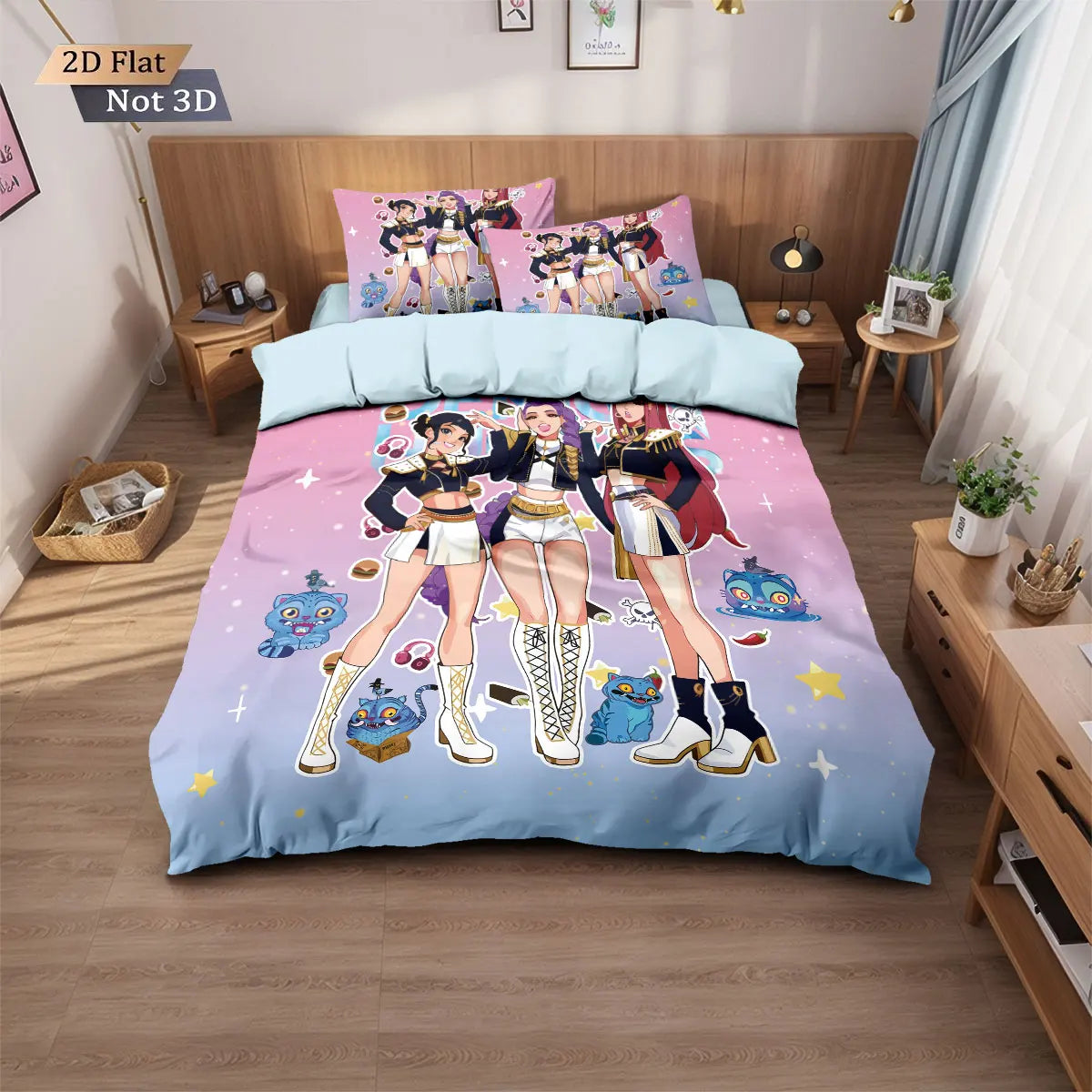 3PCS K-Pop Demon Hunters Printed Core less Down Duvet Cover Multi Size Bedding Decoration Machine Washable