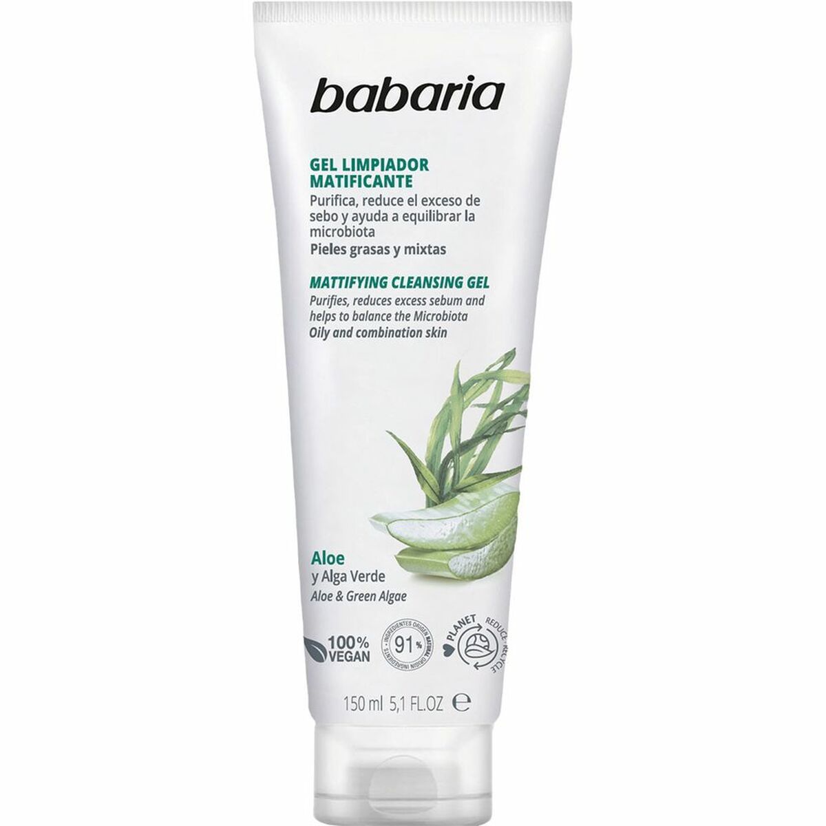 Facial Cleansing Gel Babaria Aloe Vera 150 ml Mattifying finish
