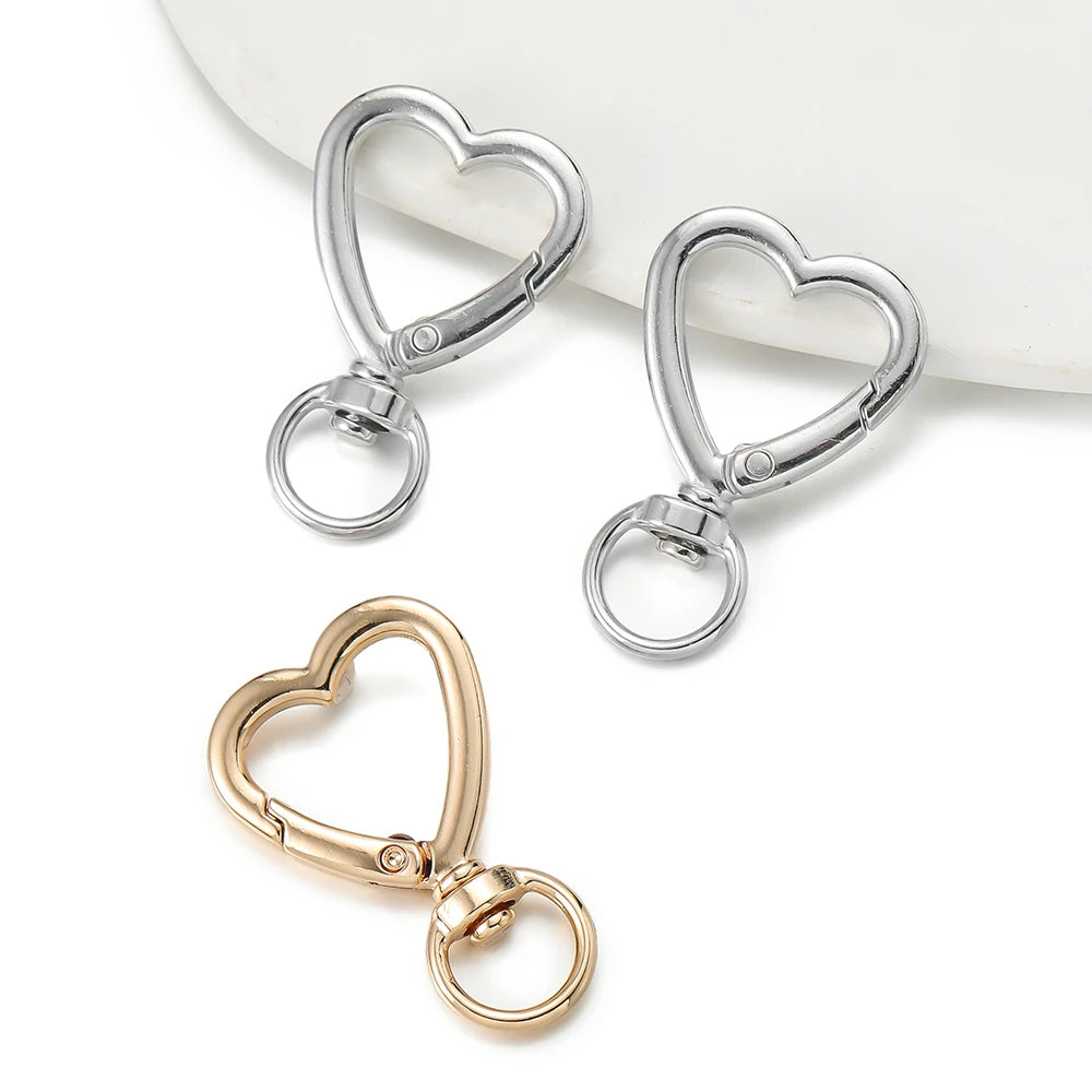 5pcs Swivel Heart Shape Lobster Spring Clasp Keyring Key Ring Dog Chain Snap Clasp for DIY Jewelry Making Accessories