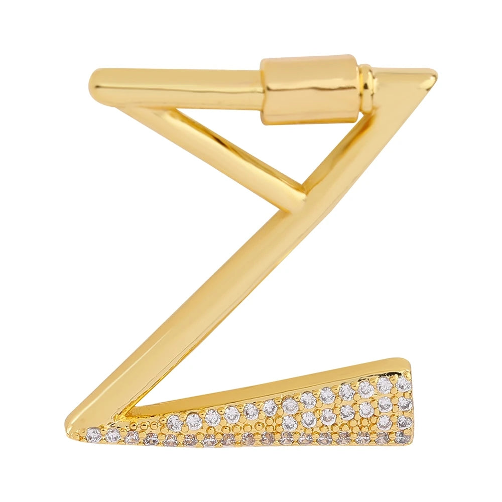 Juya 18K Gold Plated 26 Alphabet Letters Pendant Fasteners Bolt Carabiner Clasps For DIY Women Mesh Chains Name Jewelry Making