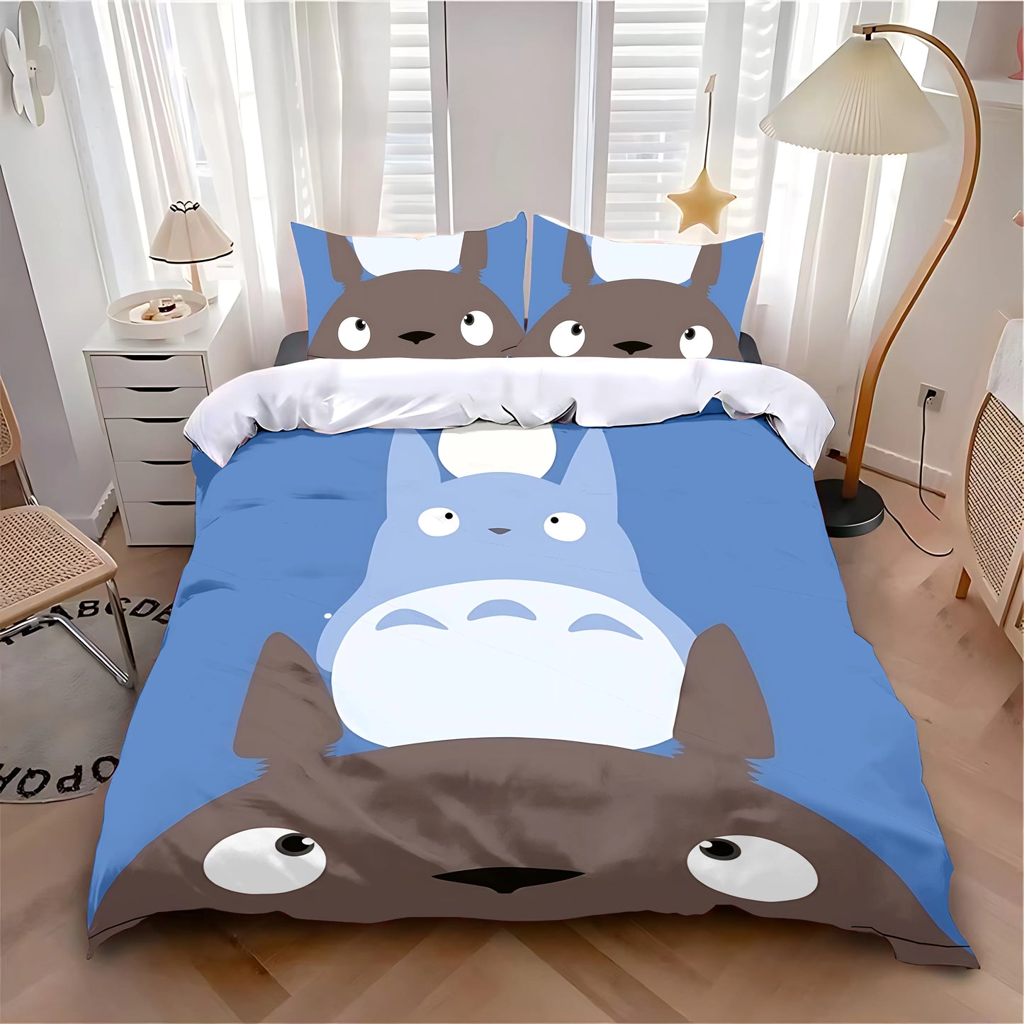 Duvet Cover Pillowcase Bedding Set Hot Anime Cute T-Totoroes Adult Boy Girl Bedroom Decoration Children Single Double Large Size