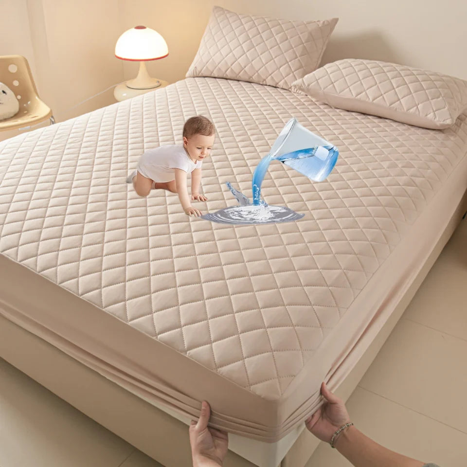 Waterproof Mattress Cover Anti-mites Soft Comfortable Breathable Bed Fitted Sheet Not Including Pillowcase