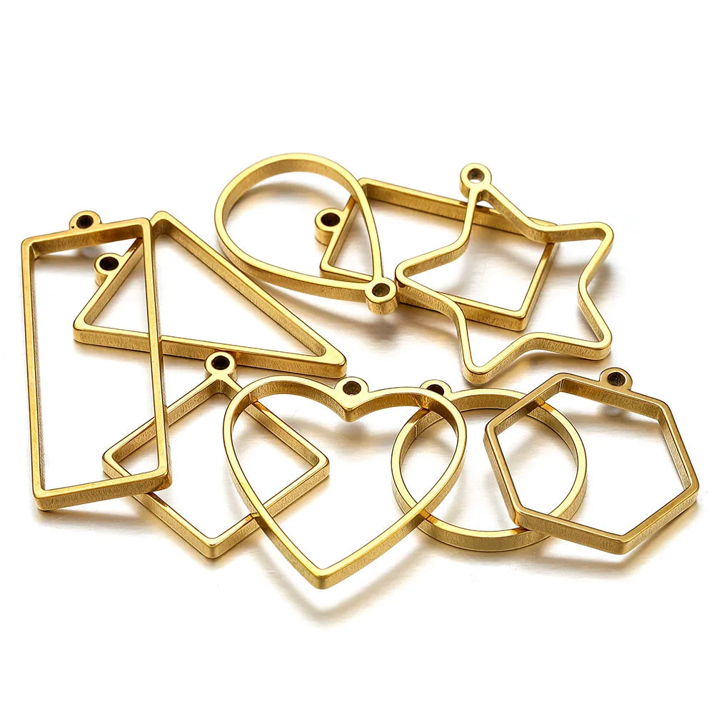 10pcs Stainless Steel Geometric Metal Connector Charms Frames Base DIY Making Epoxy Resin UV Crystal Molds for Jewelry Necklaces