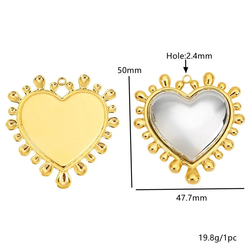2pcs Stainless Steel Love Heart Jewelry Pendants for Necklaces  Bracelets DIY Jewelry Making Korean Fashion Accessories