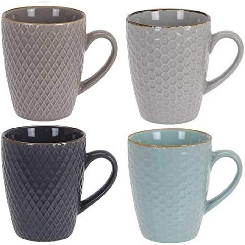 Piece Coffee Cup Set Excellent Houseware Stoneware 300 ml Geometric