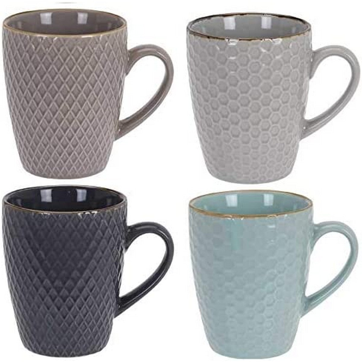 Piece Coffee Cup Set Excellent Houseware Stoneware 300 ml Geometric