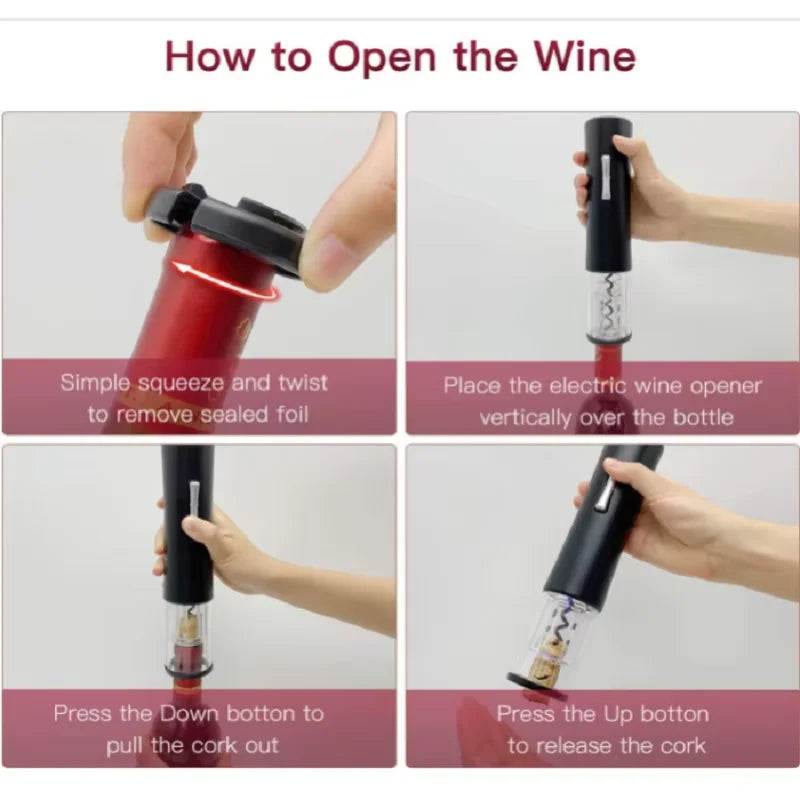 Electric Bottle Opener with Foil Cutter Corkscrew Wine Accessories Smart Automatic Wine Opener Kitchen Appliance