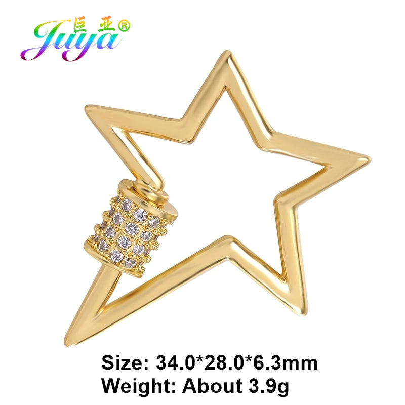 Juya 18K Gold Plated 26 Alphabet Letters Pendant Fasteners Bolt Carabiner Clasps For DIY Women Mesh Chains Name Jewelry Making