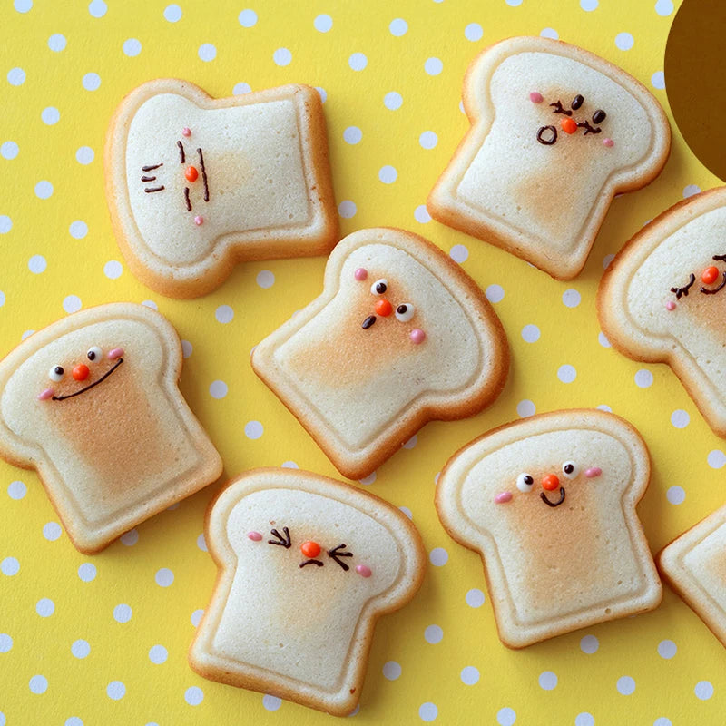 8 Cavity Toast Bread Pattern Carbon Steel Cake Mold Madeleine Muffin Cake Pan Jam Sandwich Dessert Kitchen Accessories Gadgets