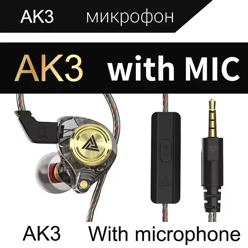 New QKZ 15D Dynamic Surround Sound Bass Earphones Earbud 3.5MM AUX In-Ear Monitor Headphones HIFI Noise Cancelling Sport Headset