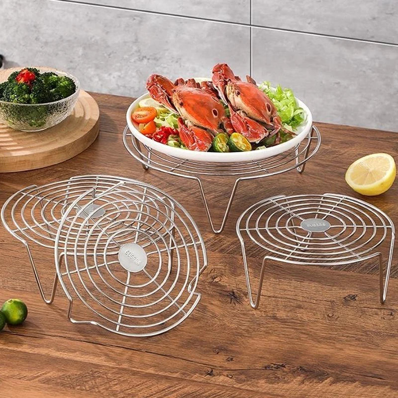 Stainless Steel Steaming Rack Multifunction Steamer Rack Pot Steaming Tray Grill Stand For Dumpling Egg Kitchen Cooking Utensils