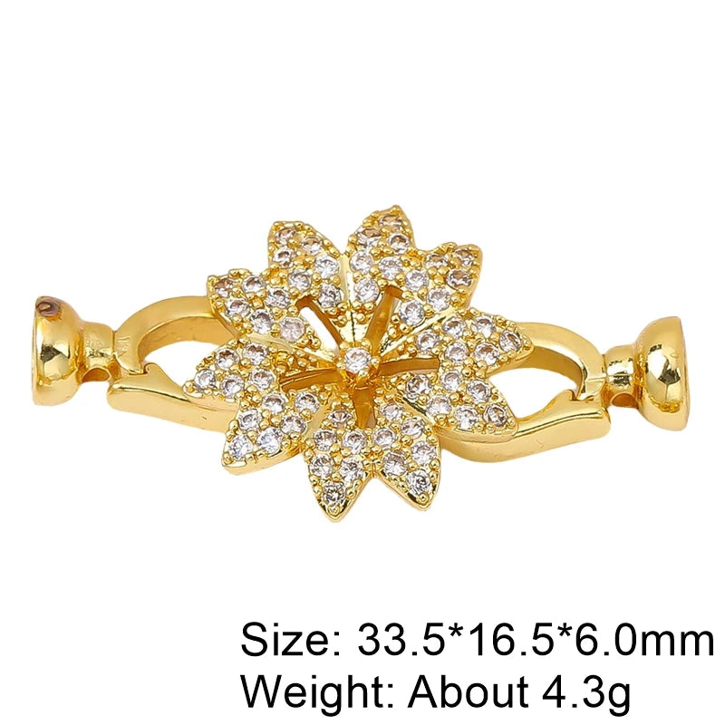 Juya 18K Gold Plated Decorative Connector Fastener Clasps Accessories For DIY Women Needlework Beads Gems Pearls Jewelry Making