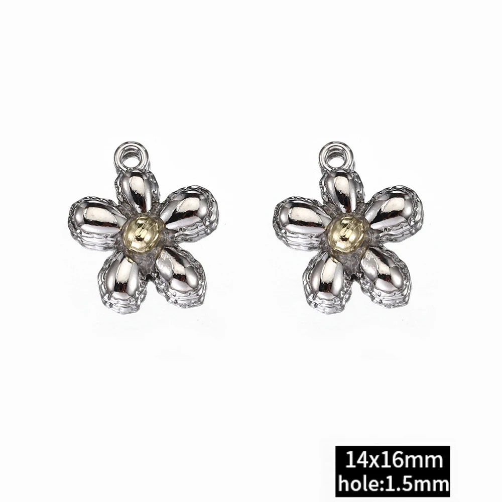 2pcs Rhinestone Chrams Silver Color Crystal Beads Pendants Y2K Style Jewelry Making Accessories Charms for DIY Necklace Bracelet