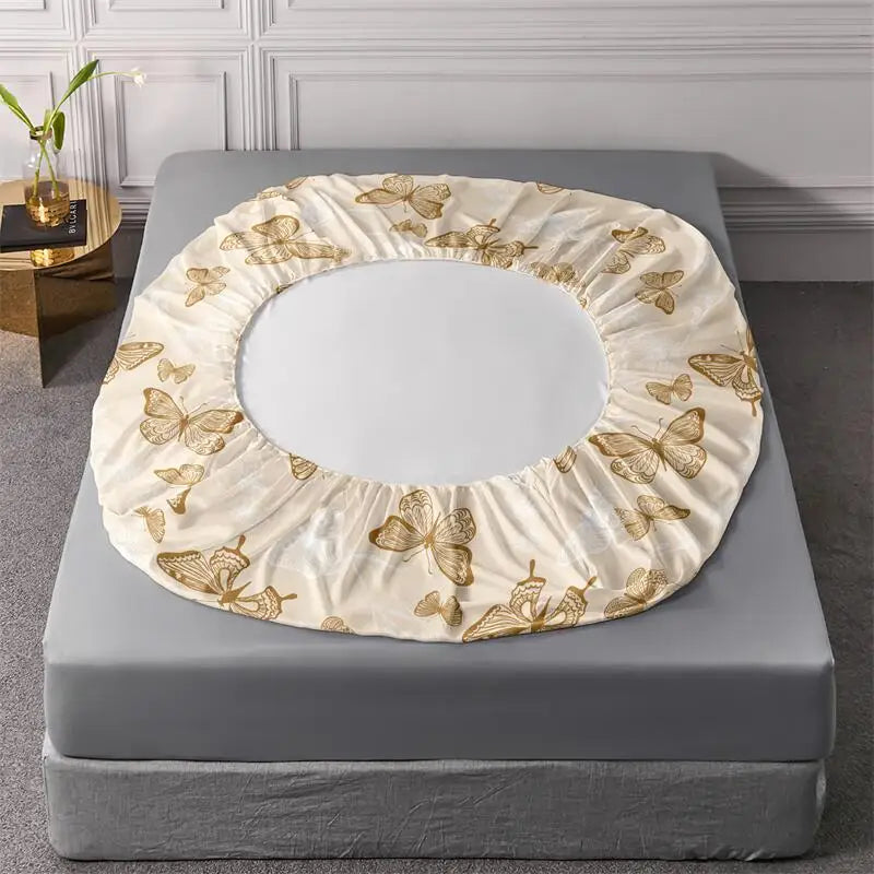 4pcs Butterfly brushed Fitted sheet+flat sheet+pillowcase set skin friendly breathable Queen Size Flat bed sheet Pillowcases