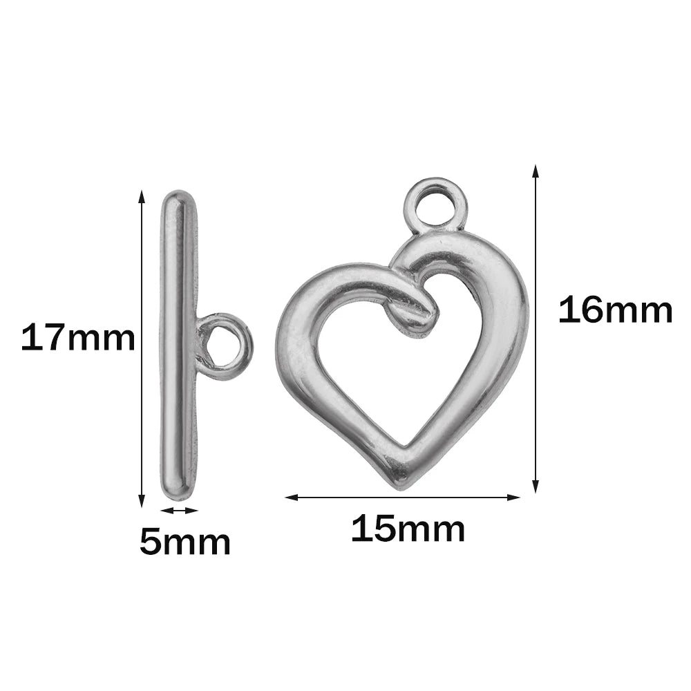 5 Sets Stainless Steel Toggle Clasp T-bar Closure Ring Fastener Hook End Connectors for DIY Necklace Bracelet Jewelry Making