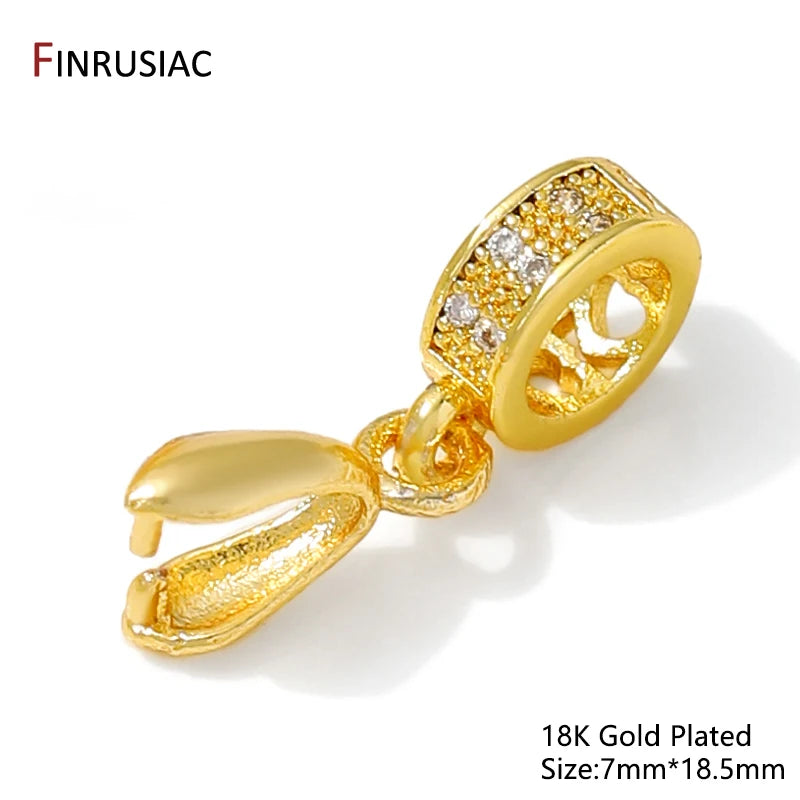 18K Gold Plated Brass With Zircon Jewellery Bail Clasps For Necklace Making,Pendant Pinch bail For DIY Jewelry Making Supplies