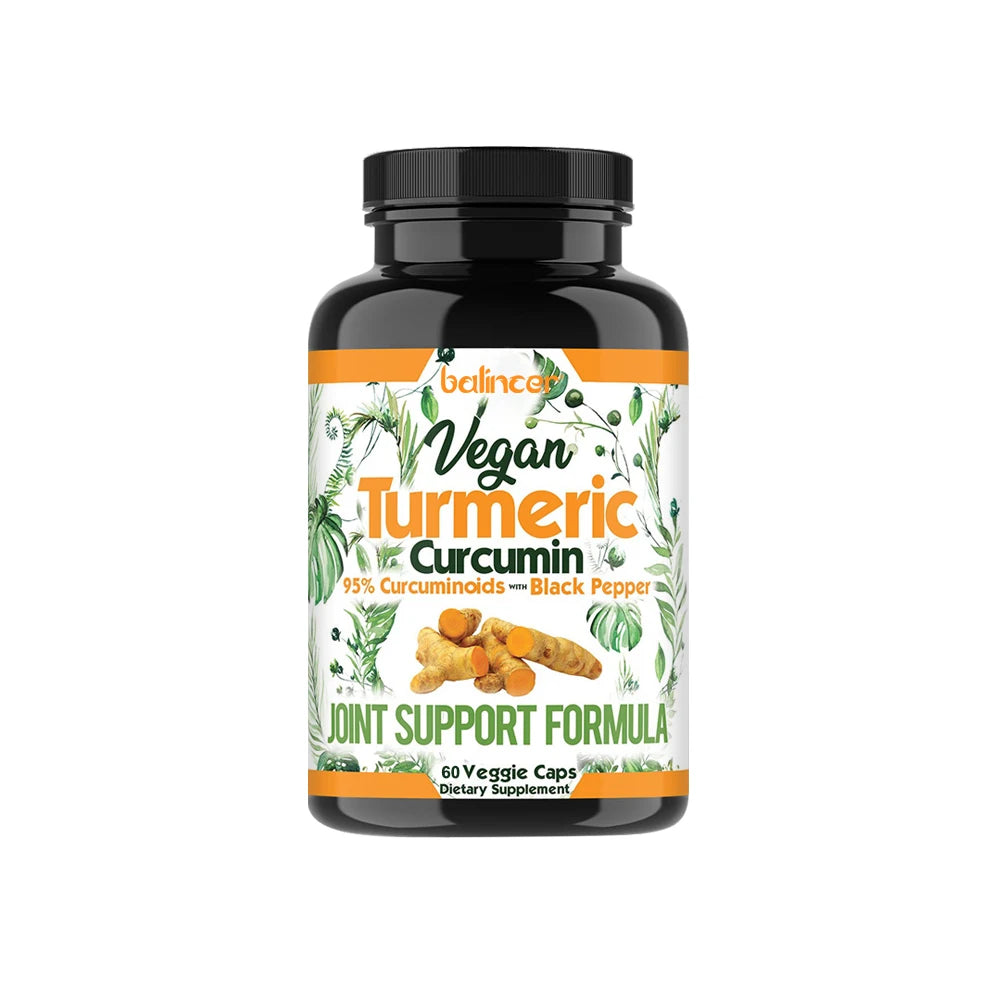 Turmeric Curcumin Capsules Supplement, with Black Pepper Extract, for Joint, Muscles, Digestive & Immune Support - 120 Capsules
