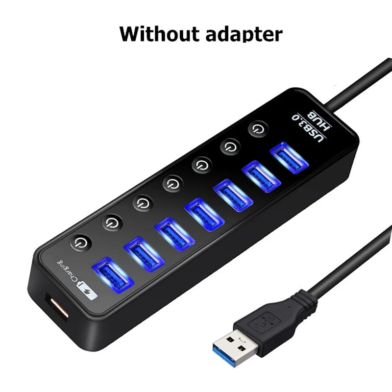 USB 3.0 HUB Multi 5Gbps High Speed 7+1 Adapter Mobile Phone Charging Port USB Splitter For Laptop Adapter Computer Accessories