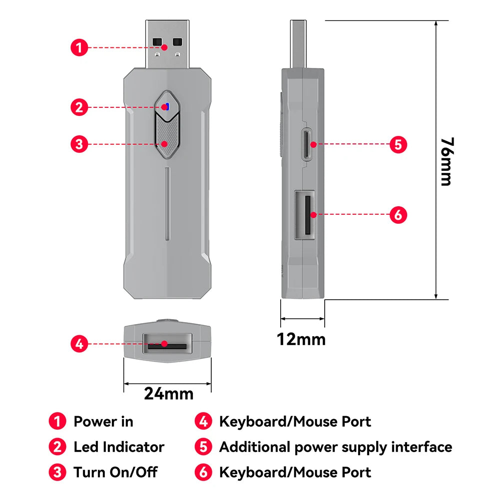 5 in 1 Mobile Game Converter Keyboard Mouse Gaming Set BT 5.3 for PUBG Gaming Keyboard and Mouse Combo for Gamer Accessories