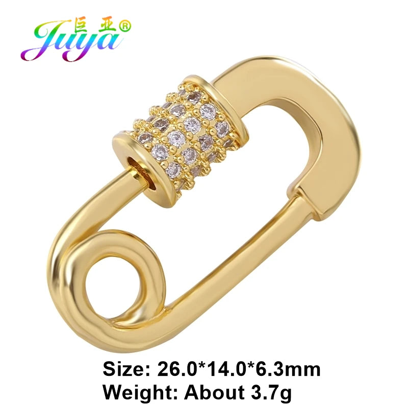 Juya 18K Gold Plated 26 Alphabet Letters Pendant Fasteners Bolt Carabiner Clasps For DIY Women Mesh Chains Name Jewelry Making