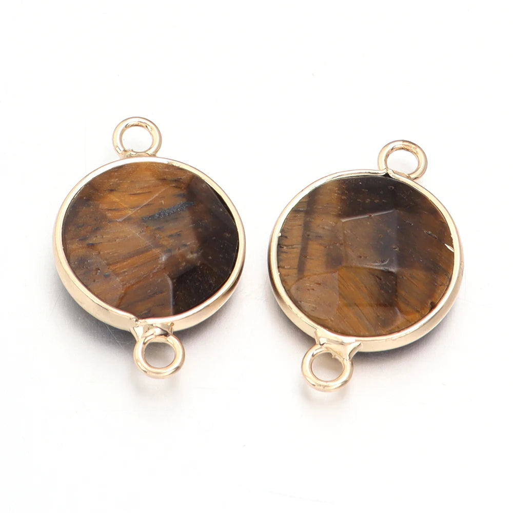 2-4pcs/lot Natural Stone Faceted Pendant Rose Quartz Lapis Lazuli Jade Charms For DIY Fashion Bracelet Necklace Jewelry Accessor