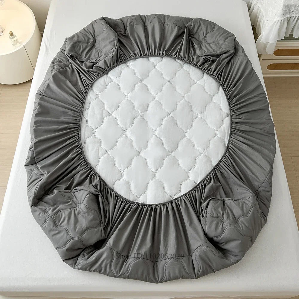 Waterproof Fitted Bed Sheets, Mattress Pads Soft Microfiber Breathable Bedspreads Cover Protector for Single/Double/King/Queen