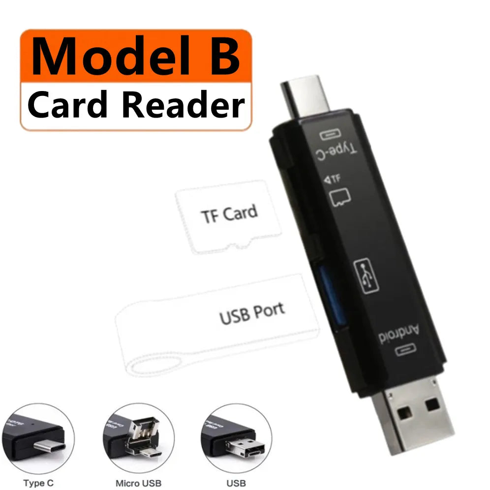 5 in 1 OTG Type C Card Reader USB 2.0 SD/TF Mirco SD Smart Memory Flash Drive Adapter for Mobile Phone PC Laptop Accessories