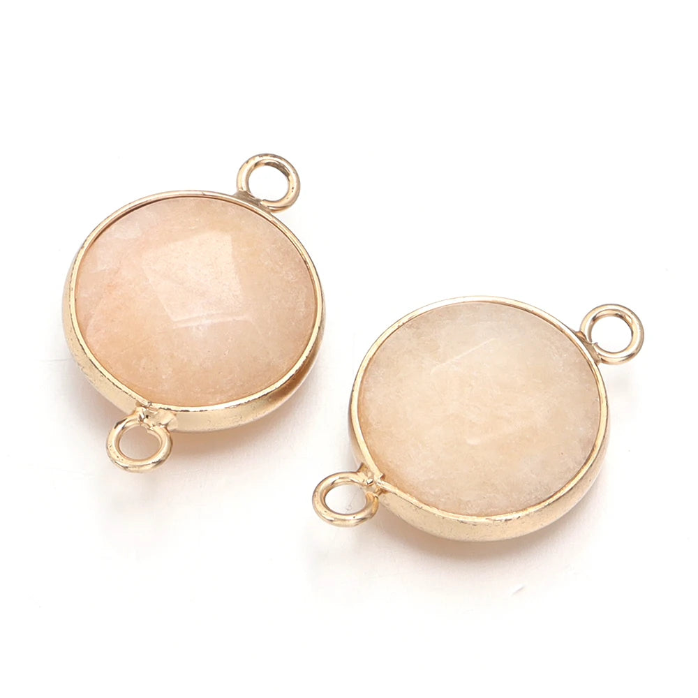 2-4pcs/lot Natural Stone Faceted Pendant Rose Quartz Lapis Lazuli Jade Charms For DIY Fashion Bracelet Necklace Jewelry Accessor