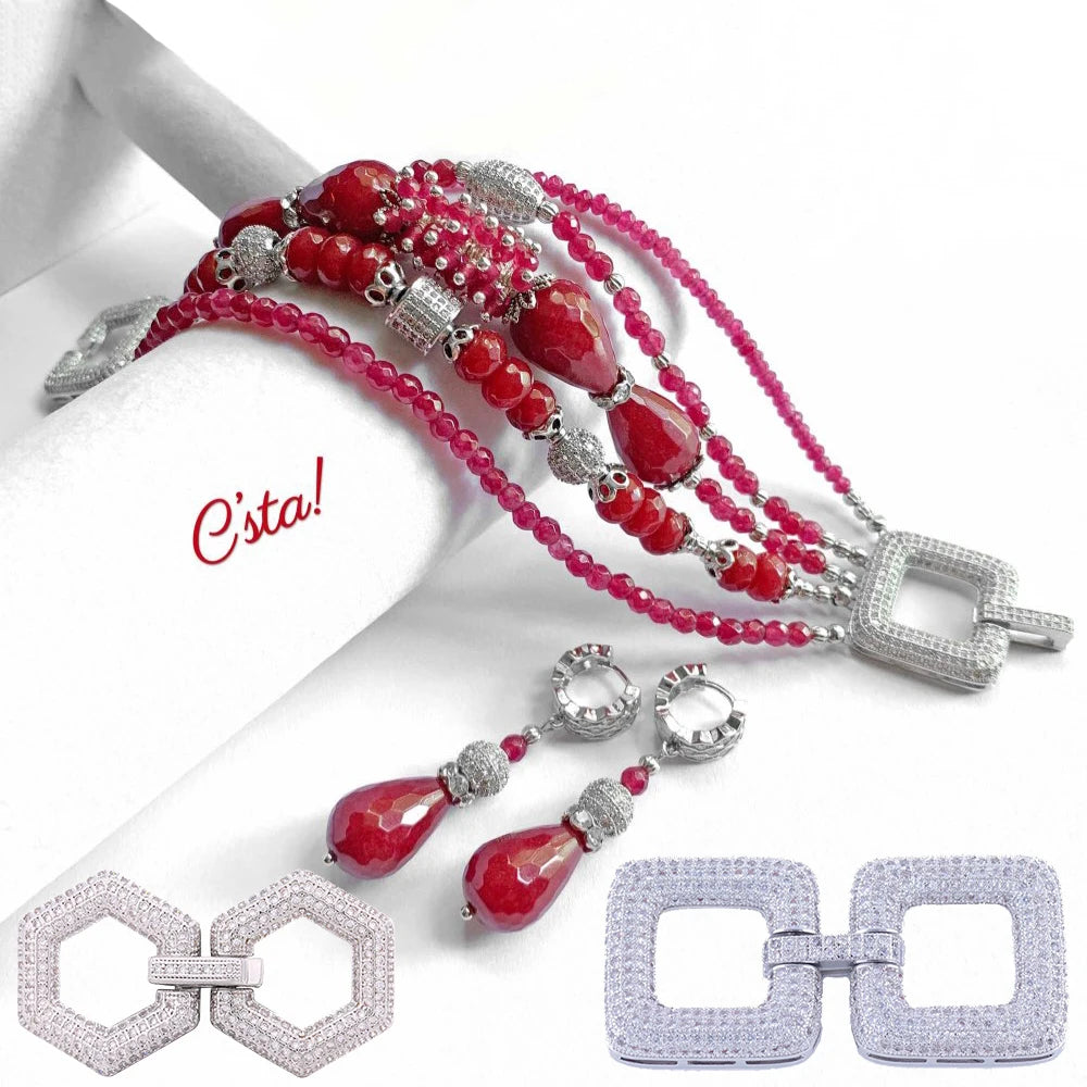 Juya18K Gold Silver Plated Decorative Connector Lock Fasteners Hooks Clasps For DIY Beadwork Beads Crystal Pearls Jewelry Making