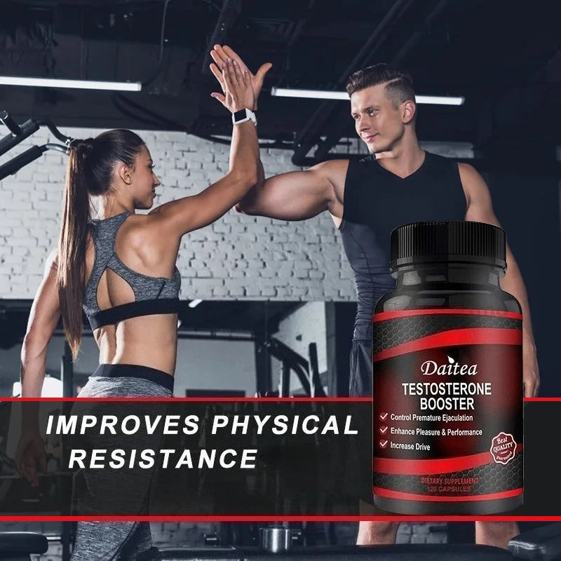 Male Muscle Builder Supplements, Increase Strength, Muscle Growth & Recovery, Energy, Gluten-Free, Non-GMO - 120 Vegan Capsules