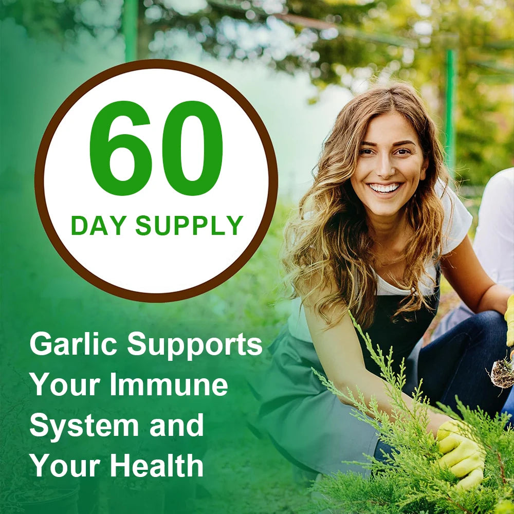 Odorless Garlic Supplement Capsules - Balance Cholesterol Levels, Support Heart and Cardiovascular Health, Non-GMO, Gluten Free