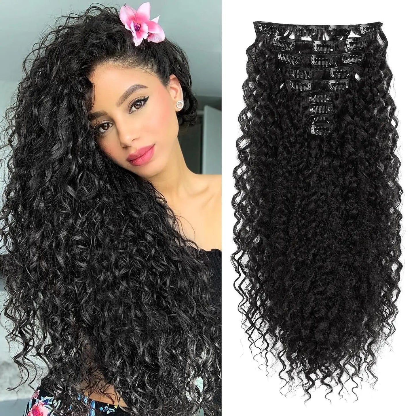 9PCS 22 Inch Curly Clip In Hair Extensions