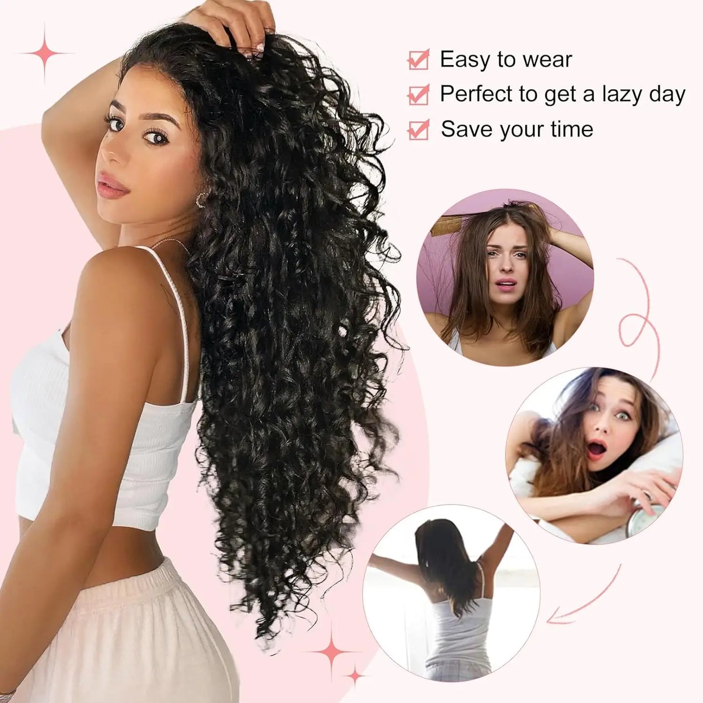 9PCS 22 Inch Curly Clip In Hair Extensions