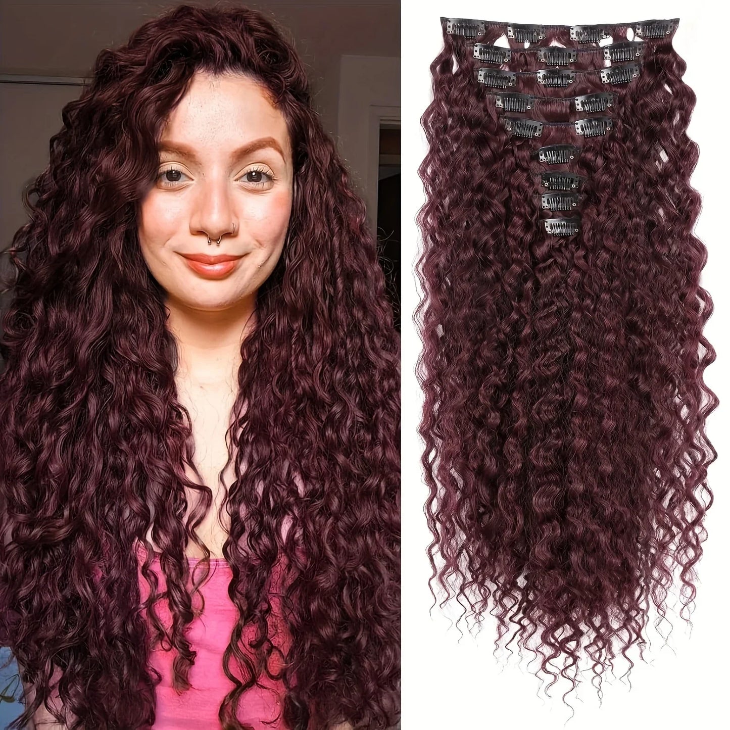 9PCS 22 Inch Curly Clip In Hair Extensions