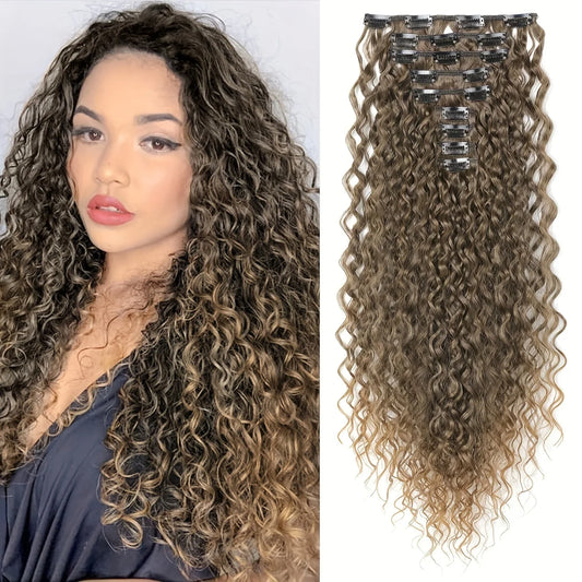 9PCS 22 Inch Curly Clip In Hair Extensions