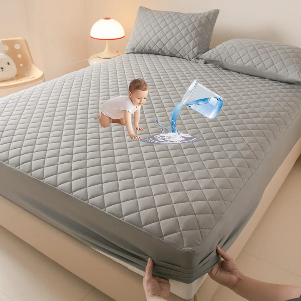 Waterproof Mattress Cover Anti-mites Soft Comfortable Breathable Bed Fitted Sheet Not Including Pillowcase