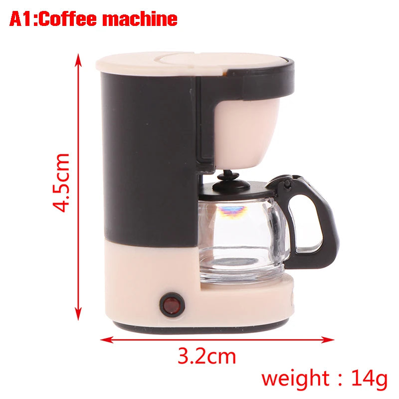 1:12 Dollhouse Miniature Juice Machine Cup Set Coffee Machine Mixer Machine Model Kitchen Doll Electrical Appliance Model Toys