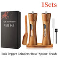 1/2PCS, Wooden Pepper Grinder Salt Pepper Mill Grinding Adjustable Spice Salt Grinder Kitchen Cooking Tools Kitchen Stuff