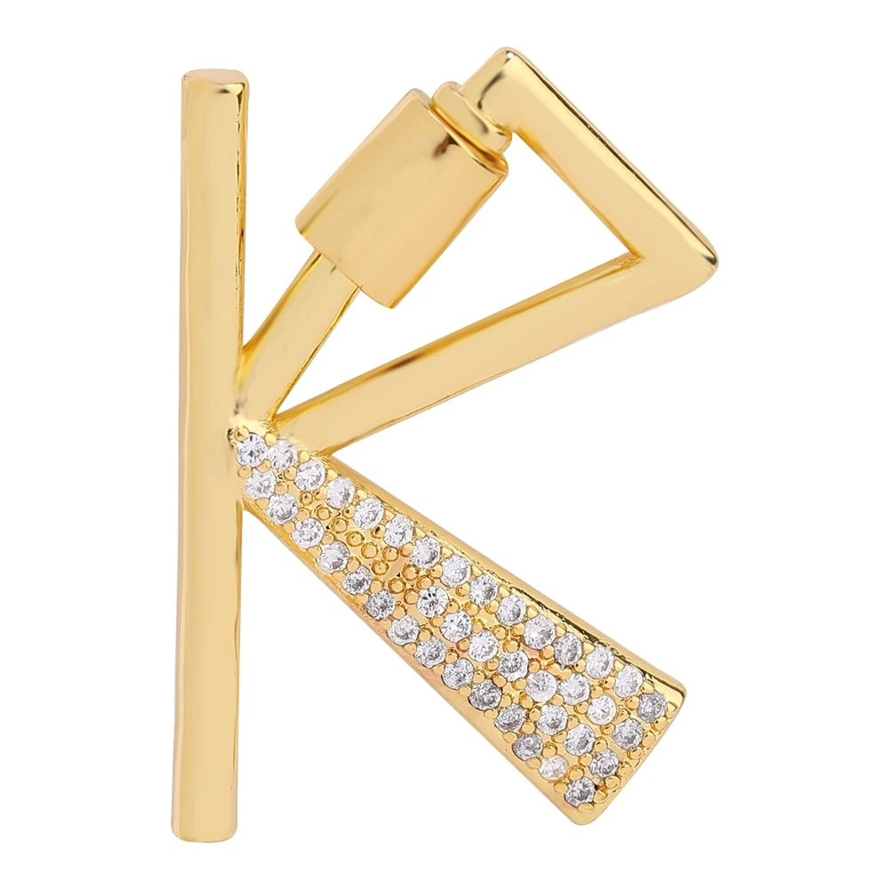 Juya 18K Gold Plated 26 Alphabet Letters Pendant Fasteners Bolt Carabiner Clasps For DIY Women Mesh Chains Name Jewelry Making