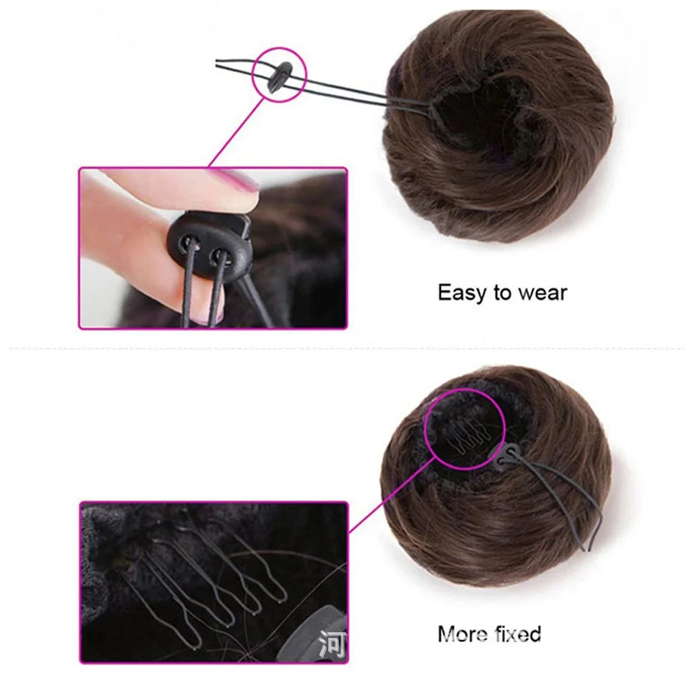 Adjustable Synthetic Hair Scrunchie Bun Extensions