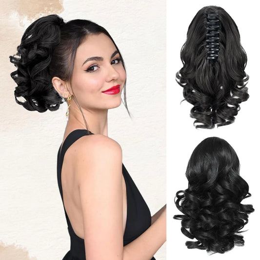 Black Hair Extensions Ponytail 10 Inch Claw Clip