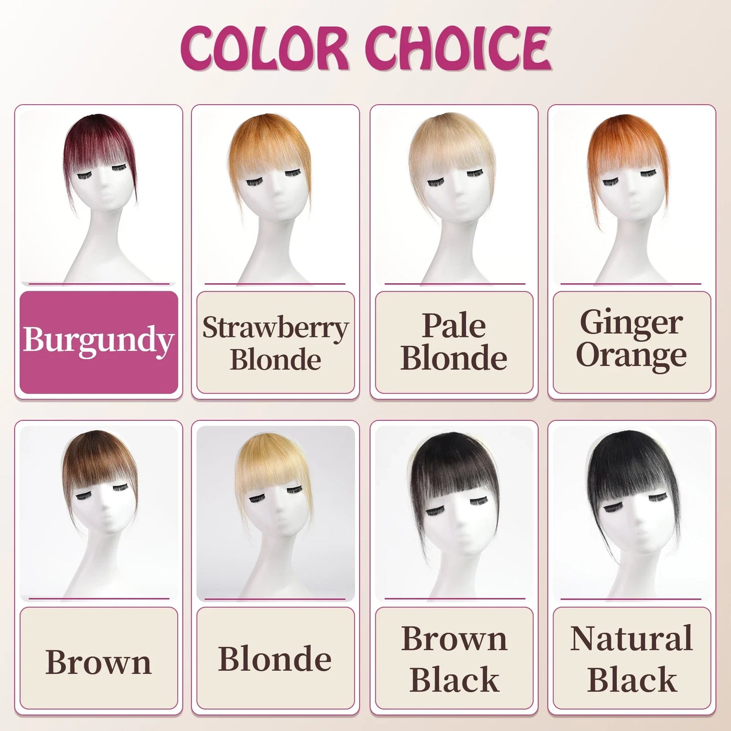 Burgundy Clip In Bangs 100% Real Human Hair Extensions