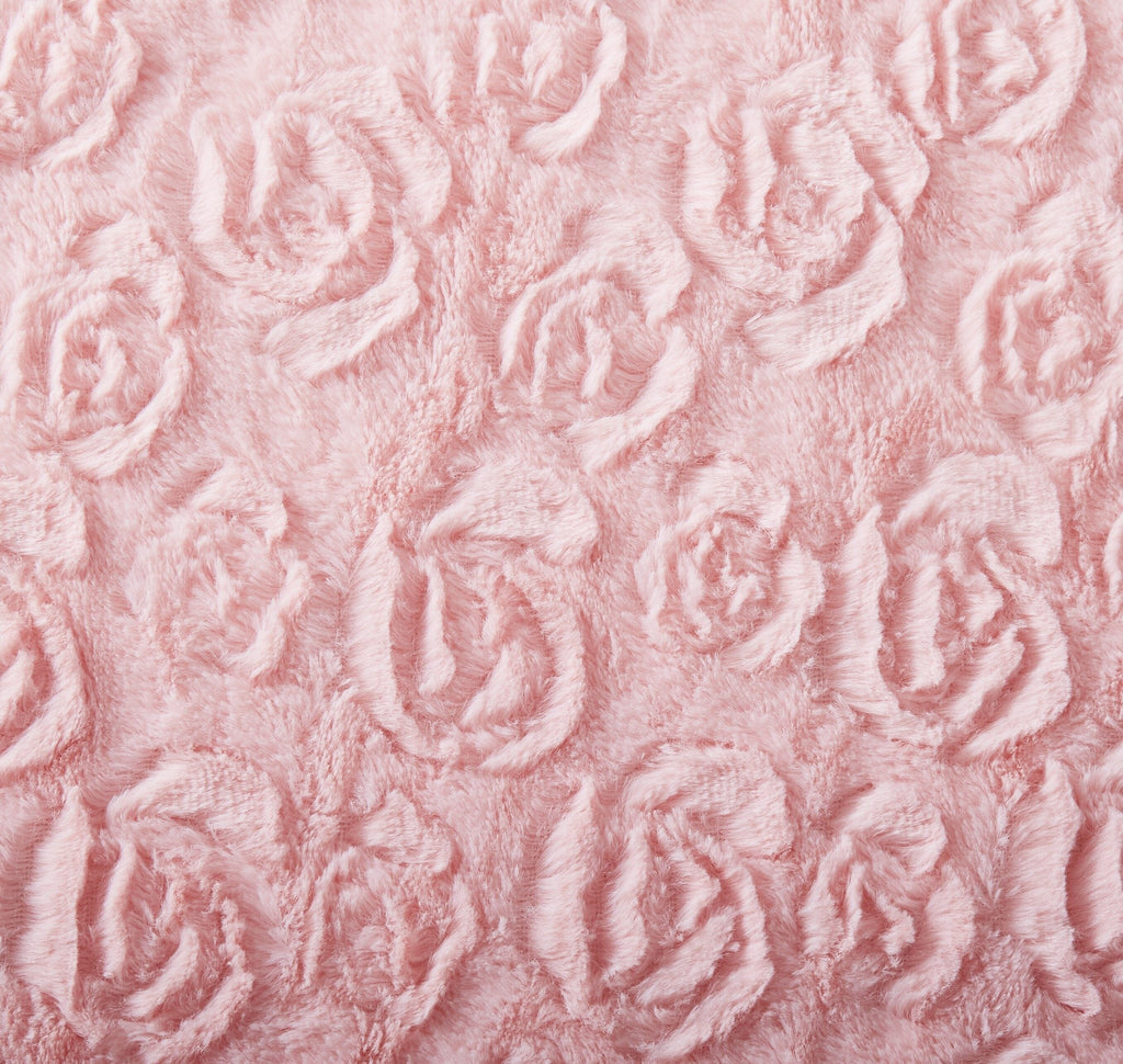 DaDa Bedding Rosey Pastel Blossom Pink Faux Fur Euro Throw Pillow Cover (171752)