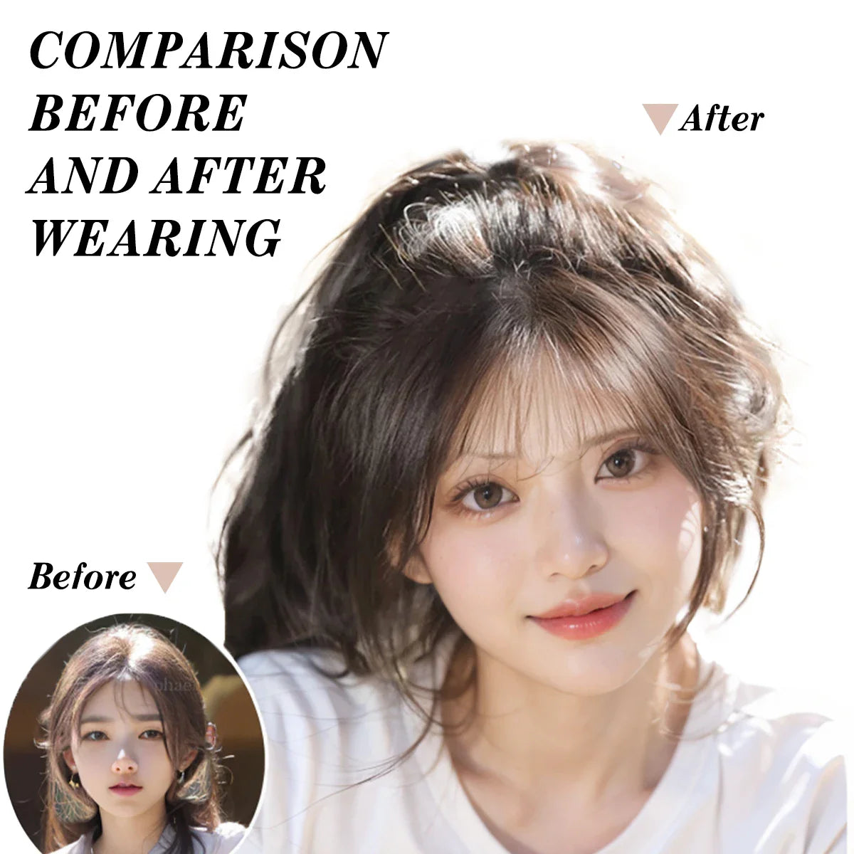 Natural Synthetic Hair Bangs Clip-In Extensions