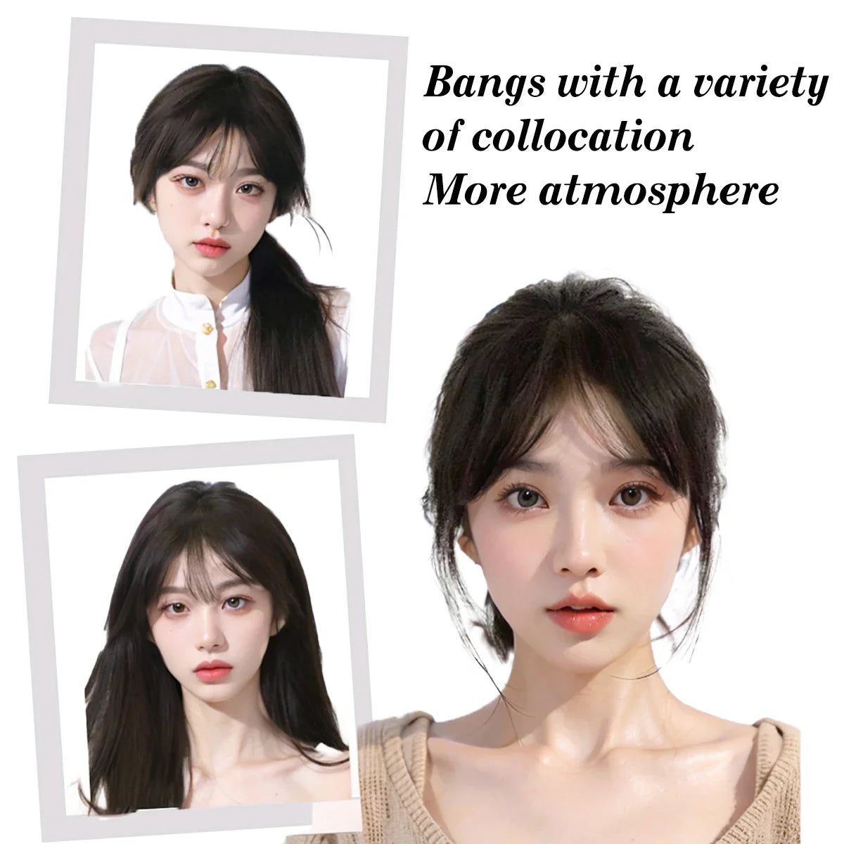 Natural Synthetic Hair Bangs Clip-In Extensions