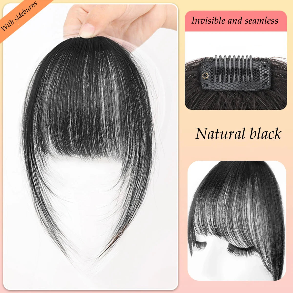 Natural Synthetic Hair Bangs Clip-In Extensions