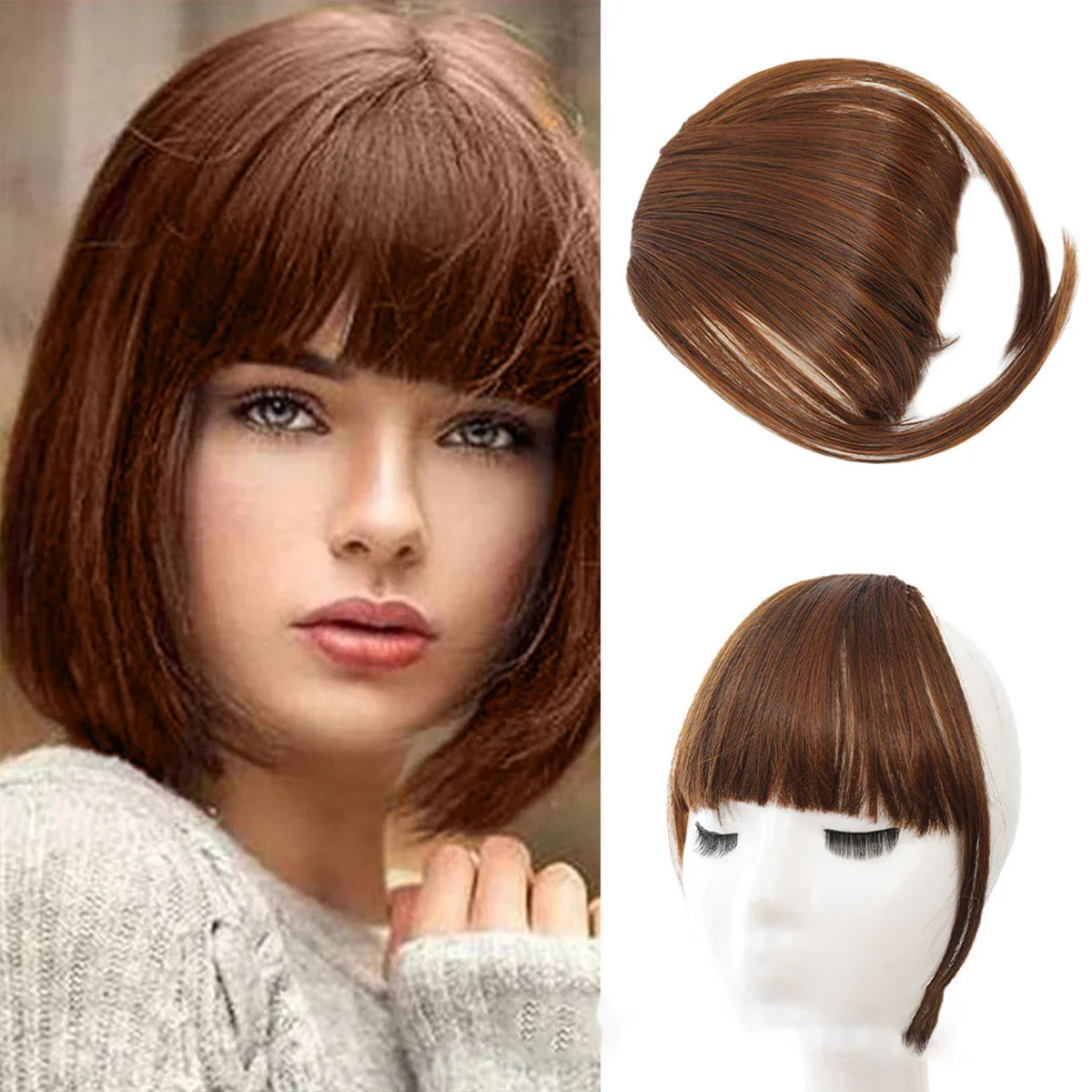 Natural Synthetic Hair Bangs Clip-In Extensions