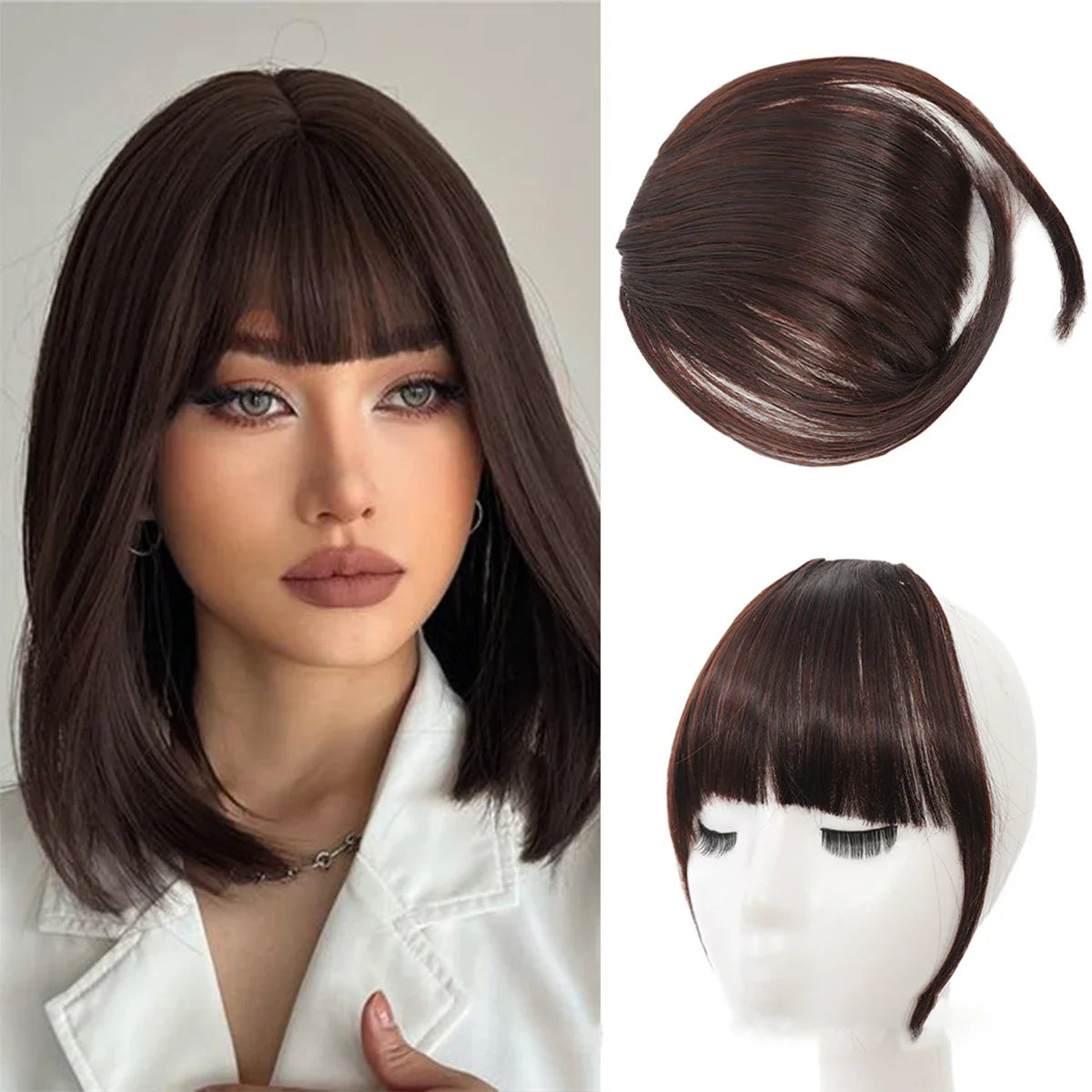 Natural Synthetic Hair Bangs Clip-In Extensions