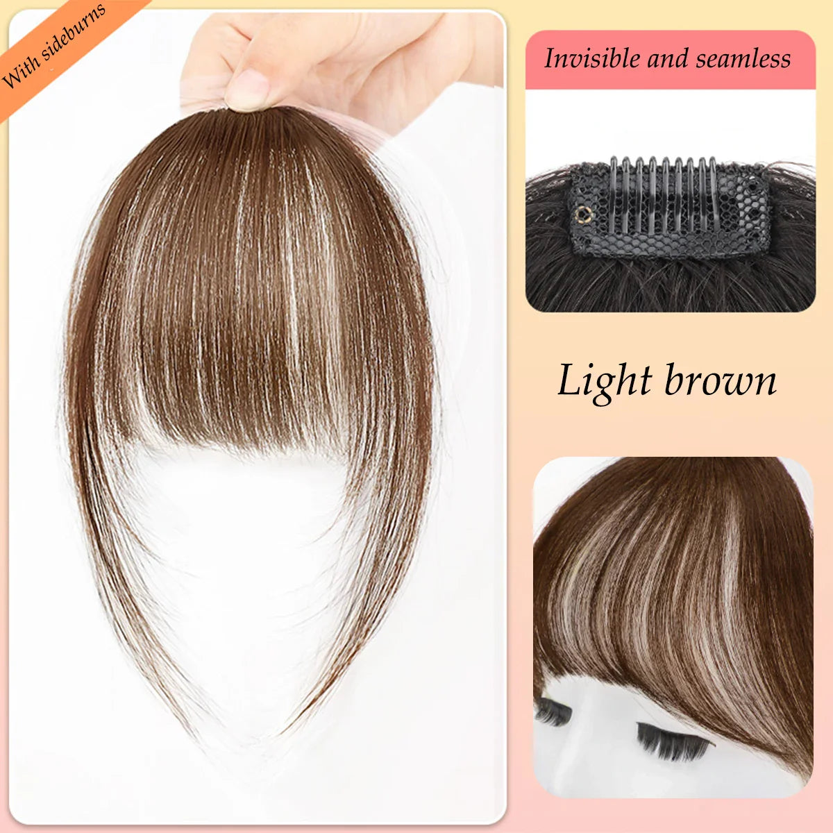 Natural Synthetic Hair Bangs Clip-In Extensions