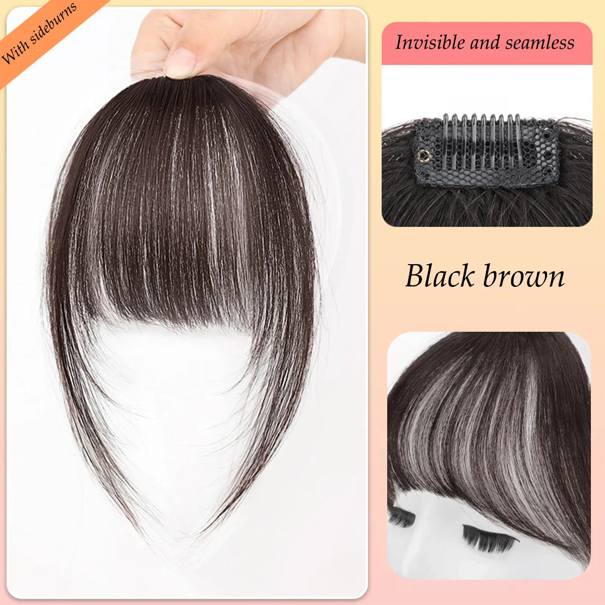Natural Synthetic Hair Bangs Clip-In Extensions